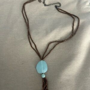 Turquoise Pendant Multi-Strand Beaded Necklace
